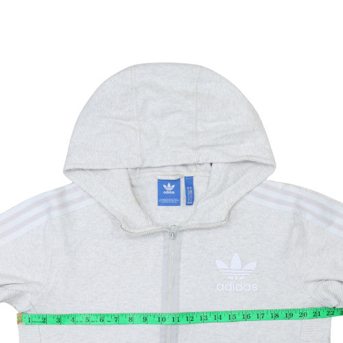 Adidas Women Grey Full Zip Hoodie Size M Cotton Blend Casual Sportswear