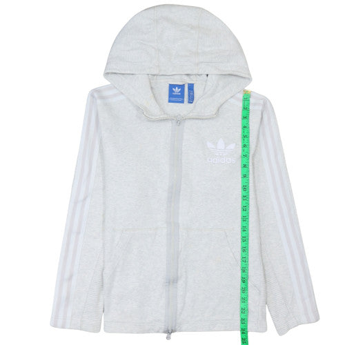 Adidas Women Grey Full Zip Hoodie Size M Cotton Blend Casual Sportswear