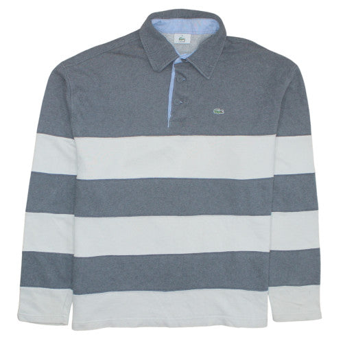 Lacoste Men's Grey Striped Long Sleeve Polo Shirt XL
