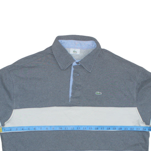 Lacoste Men's Grey Striped Long Sleeve Polo Shirt XL