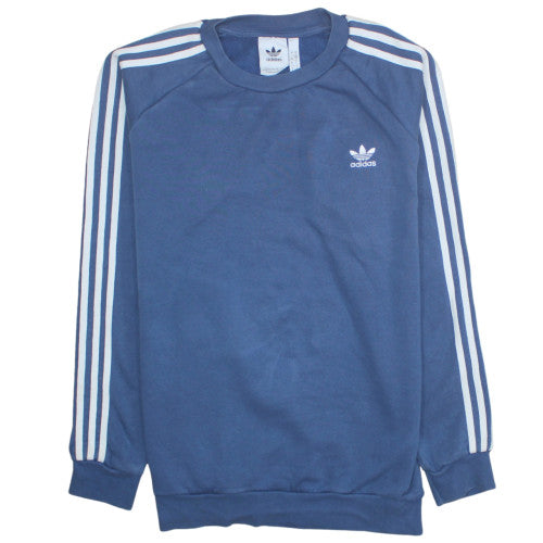 adidas Men Blue Long Sleeve Crew Neck Pullover Sweatshirt L