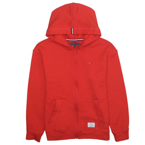 Tommy Hilfiger Boys Red Full Zip Hoodie Size 152 (Age 12) Polyester Blend