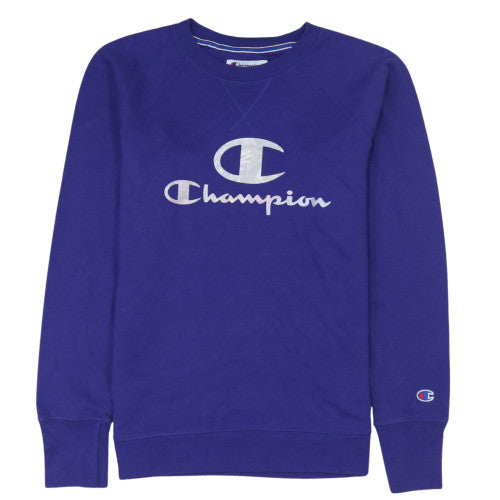 Champion Women Purple Crew Neck Logo Sweatshirt M