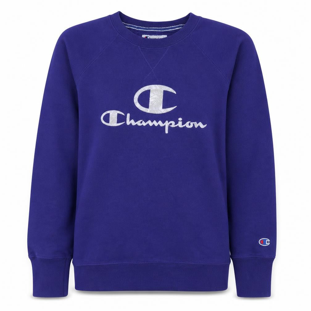 Champion Women Purple Crew Neck Logo Sweatshirt M