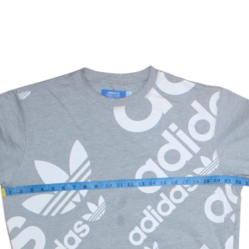 Adidas Men's Grey Logo Pullover Sweatshirt Size M