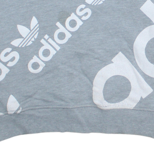Adidas Men's Grey Logo Pullover Sweatshirt Size M