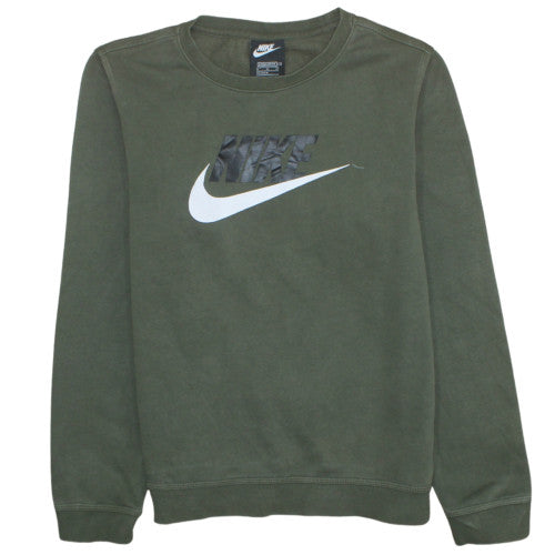 Nike Boys Green XL Sweatshirt Crew Neck Standard Fit Logo Print