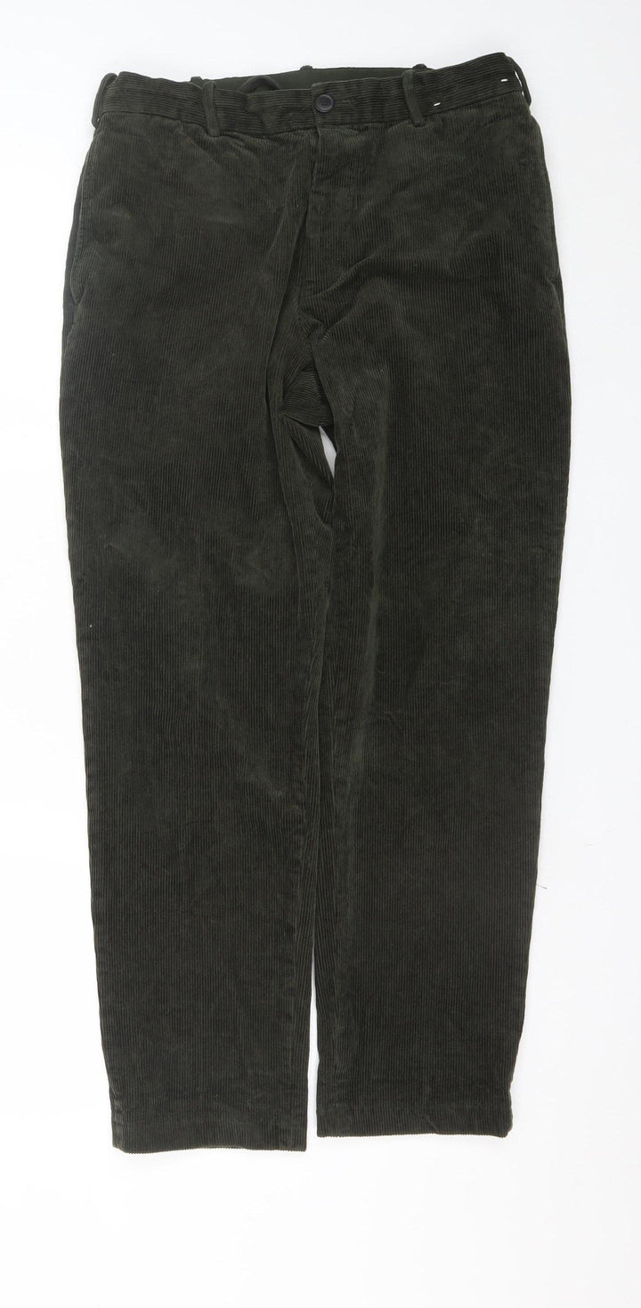 Uniqlo Men's Green Corduroy Chino Trousers Size S Regular Fit