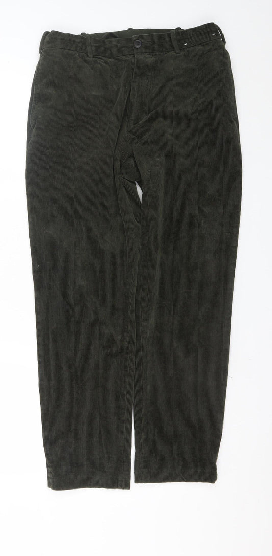 Uniqlo Men's Green Corduroy Chino Trousers Size S Regular Fit