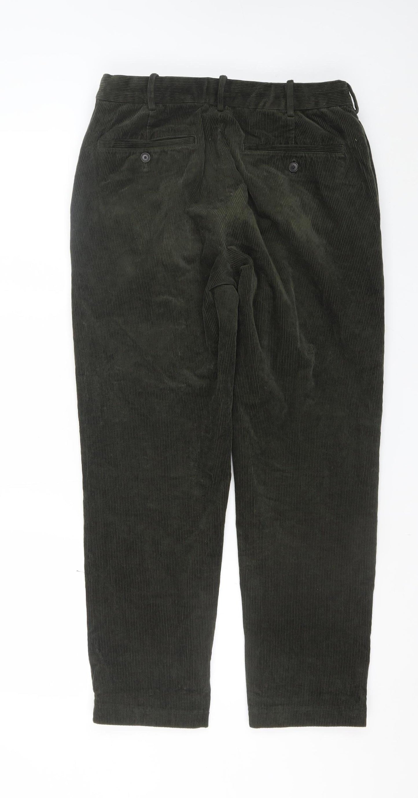 Uniqlo Men's Green Corduroy Chino Trousers Size S Regular Fit