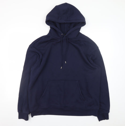 H&M Men’s Blue Pullover Hoodie XL Relaxed Fit Fleece Sweatshirt