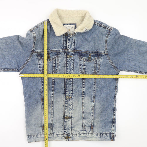 Zara Man Denim Blue Sherpa Lined Jacket Men L Casual Classic
