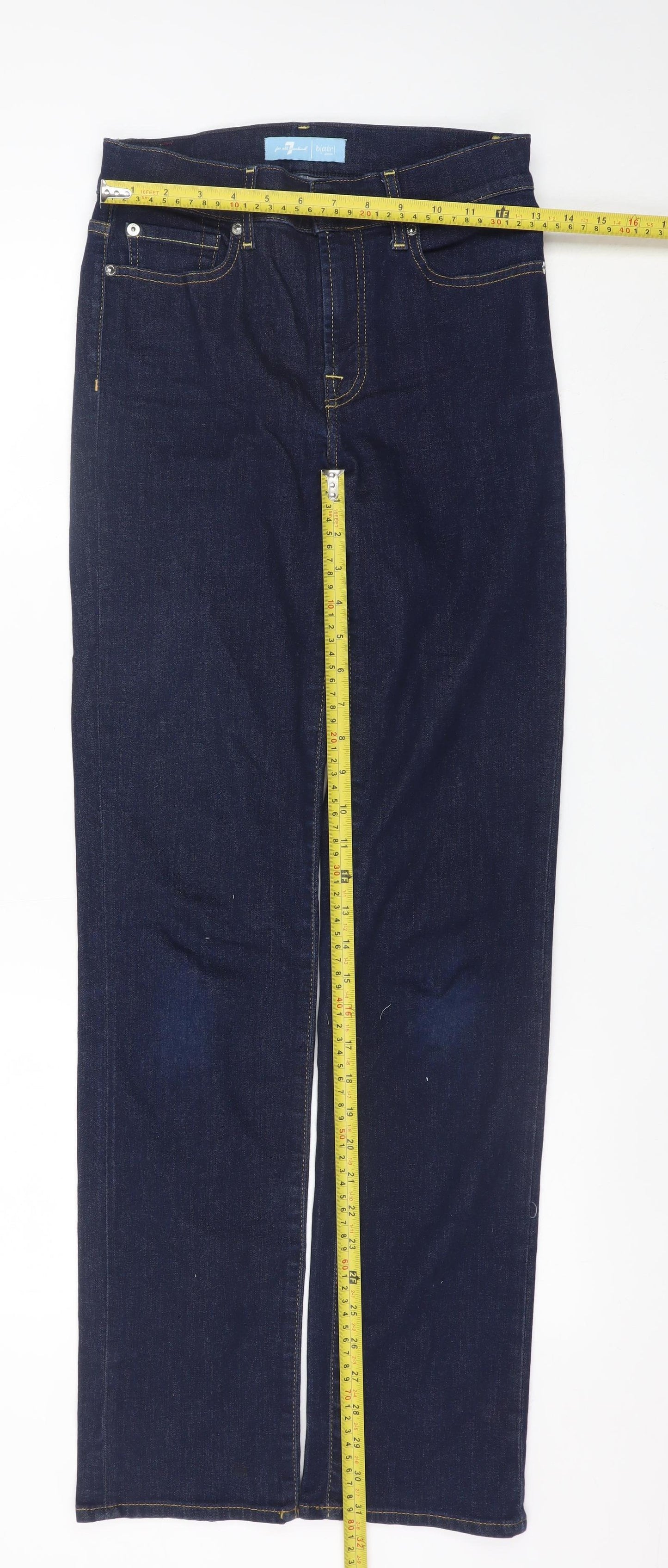 7 For All Mankind Women Blue Straight Slim Fit Jeans Size 27