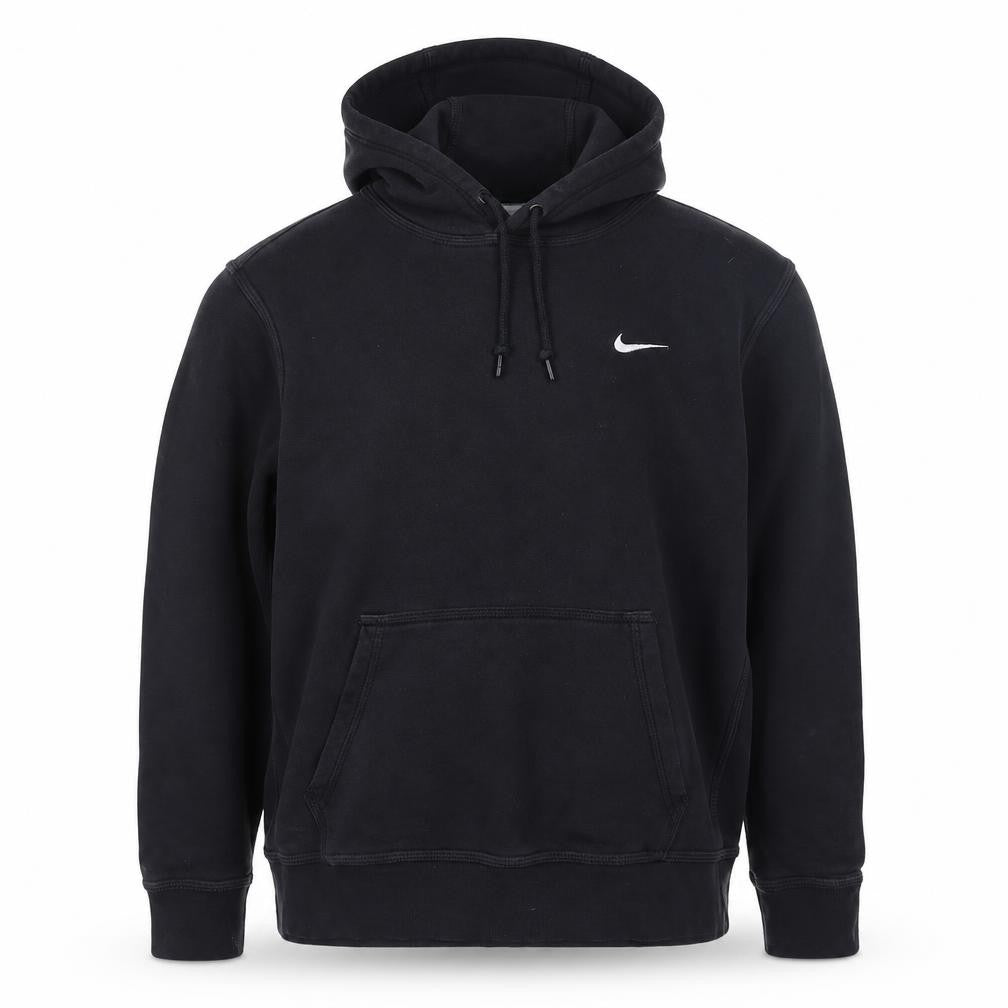 Front view of Nike Men's Black Fleece Hoodie Sweatshirt Medium Pullover Activewear