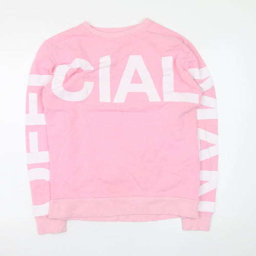 boohooMAN Mens Pink Logo Pullover Sweatshirt Size M Regular Fit
