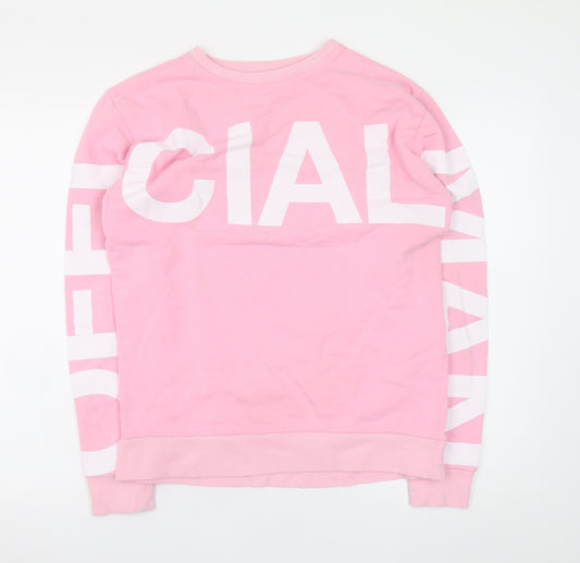 boohooMAN Mens Pink Logo Pullover Sweatshirt Size M Regular Fit