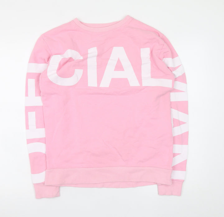 boohooMAN Mens Pink Logo Pullover Sweatshirt Size M Regular Fit