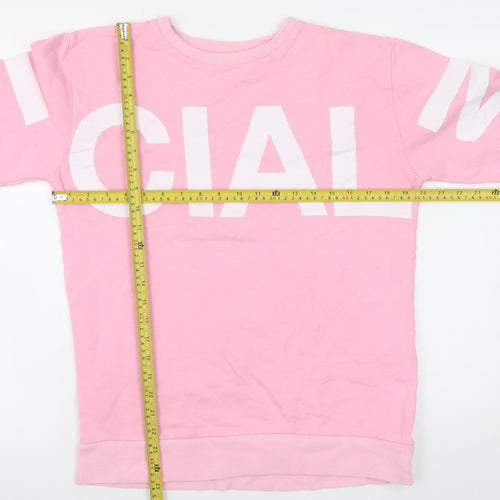 boohooMAN Mens Pink Logo Pullover Sweatshirt Size M Regular Fit