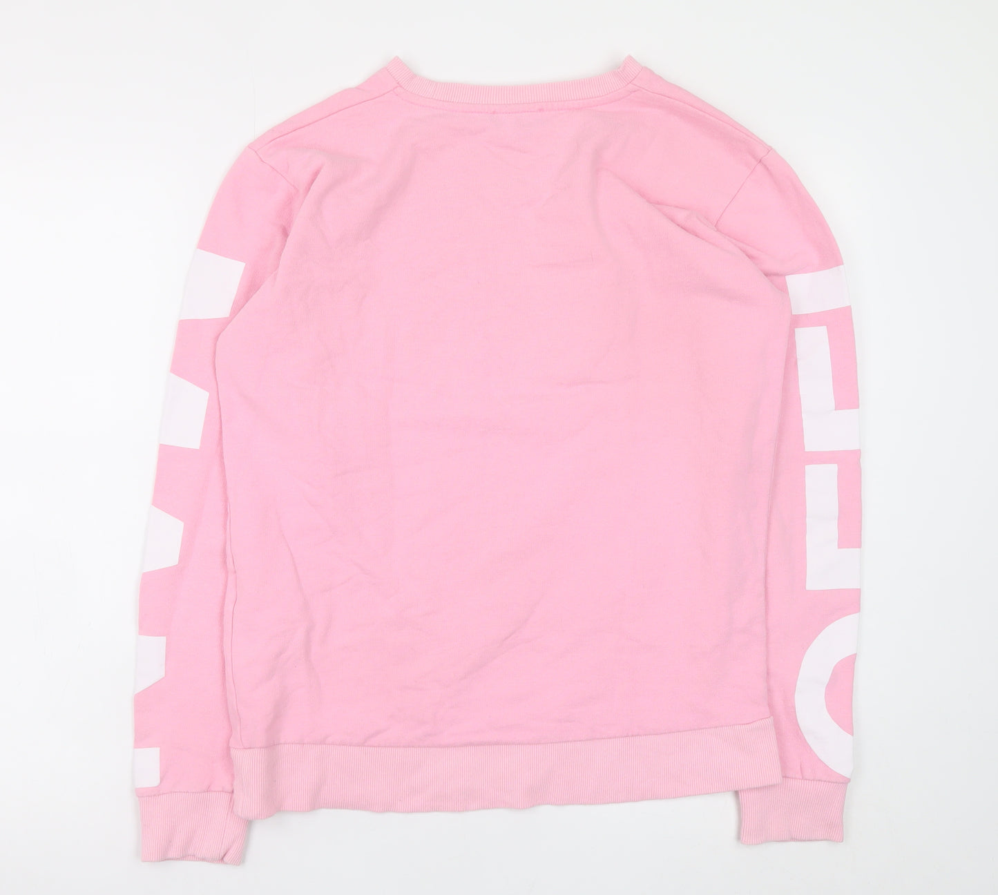 boohooMAN Mens Pink Logo Pullover Sweatshirt Size M Regular Fit
