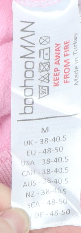 boohooMAN Mens Pink Logo Pullover Sweatshirt Size M Regular Fit