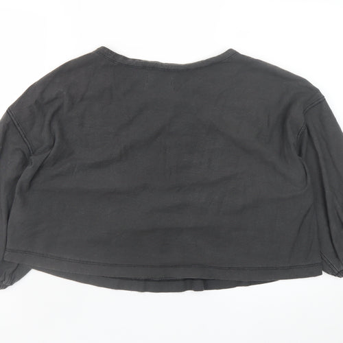Urban Outfitters Womens Black Cotton Cropped Boho Lace Up Blouse M