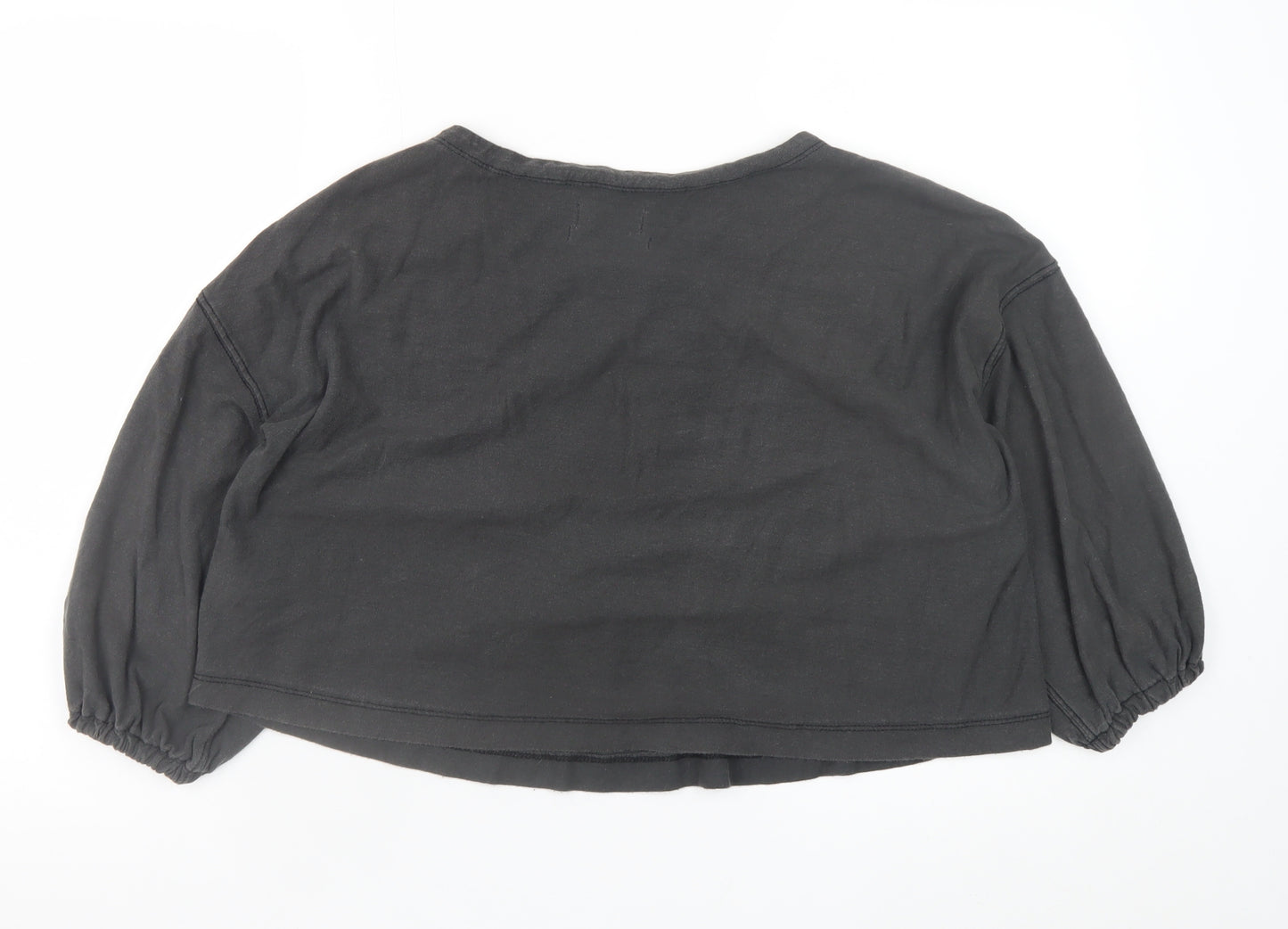Urban Outfitters Womens Black Cotton Cropped Boho Lace Up Blouse M