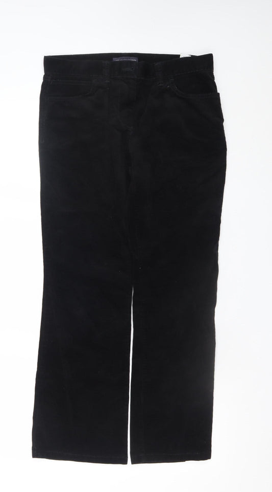 Marks and Spencer Womens Black Corduroy Trousers UK 12 Short Straight