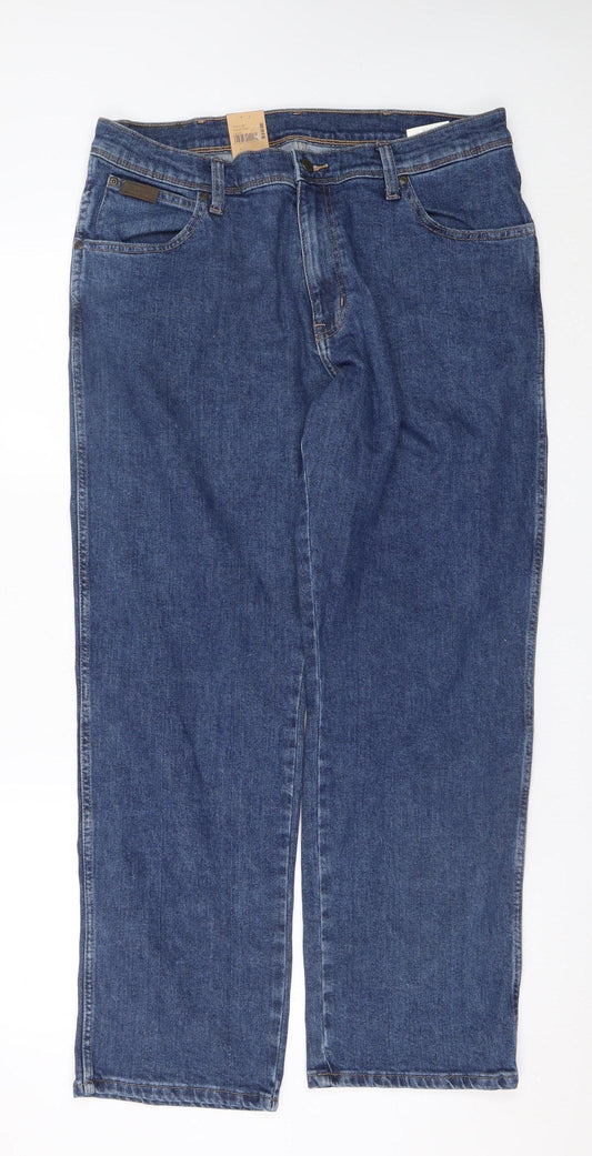 Wrangler Men Blue Regular Fit Straight Leg Denim Jeans W36 L30