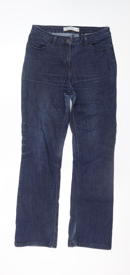 Next Women's Dark Blue Straight Leg Stretch Denim Jeans Size 12