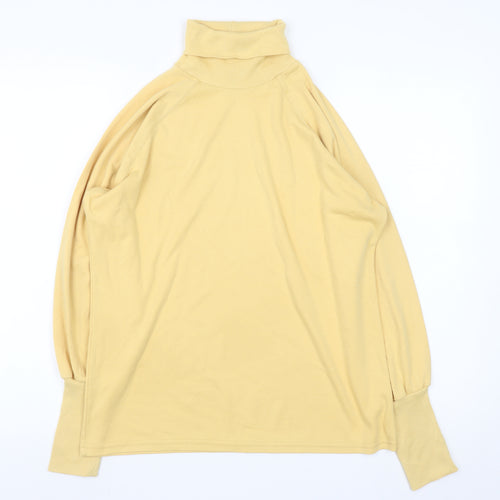 Weekenders Women Beige Roll Neck Long Sleeve Cotton Pullover Jumper Size S