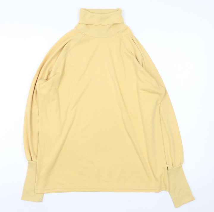 Weekenders Women Beige Roll Neck Long Sleeve Cotton Pullover Jumper Size S