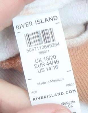 River Island Womens Beige Tie Dye Hoodie UK 18/20 Cotton Relaxed Fit