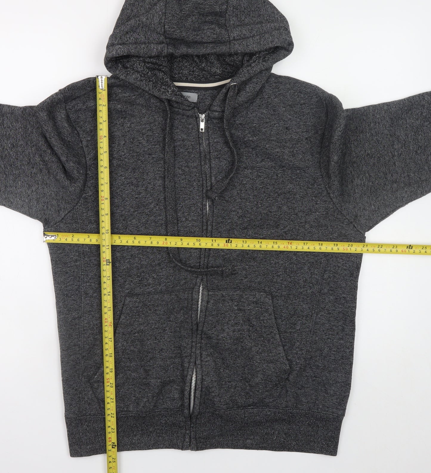 George Men's Grey Full Zip Hoodie Small Regular Fit