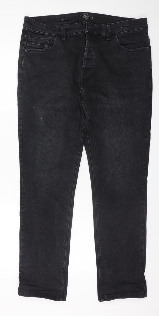Marks and Spencer Next Mens Black Slim Fit Jeans 36W 31L Denim Classic Style