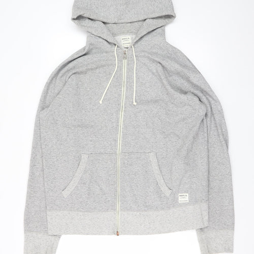 Roots Mens Grey XL Full Zip Hoodie Fleece Cotton Blend