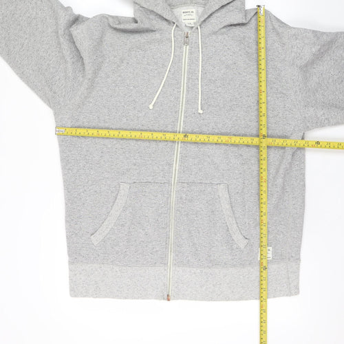 Roots Mens Grey XL Full Zip Hoodie Fleece Cotton Blend