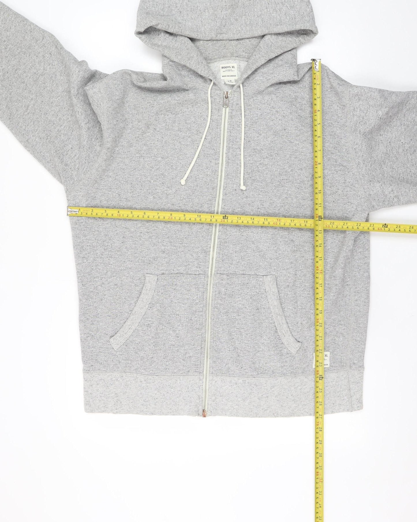 Roots Mens Grey XL Full Zip Hoodie Fleece Cotton Blend