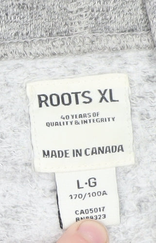 Roots Mens Grey XL Full Zip Hoodie Fleece Cotton Blend