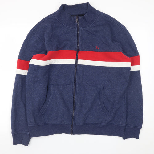 Parx Men's Blue Red Stripe Full Zip Sweatshirt XL