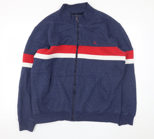 Parx Men's Blue Red Stripe Full Zip Sweatshirt XL