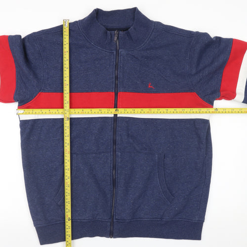Parx Men's Blue Red Stripe Full Zip Sweatshirt XL