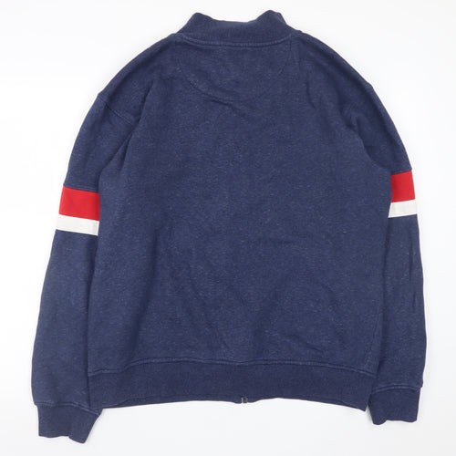 Parx Men's Blue Red Stripe Full Zip Sweatshirt XL