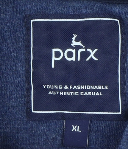 Parx Men's Blue Red Stripe Full Zip Sweatshirt XL