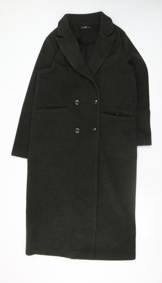 F&F Women’s Green Long Wool Blend Overcoat Size S