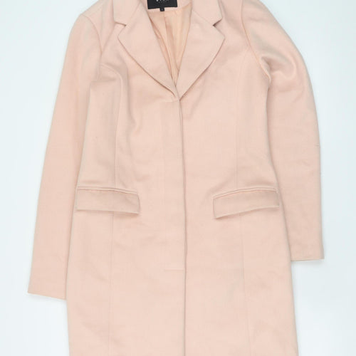 Vila Women Pink Wool Blend Long Overcoat Size S