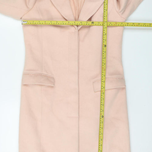 Vila Women Pink Wool Blend Long Overcoat Size S