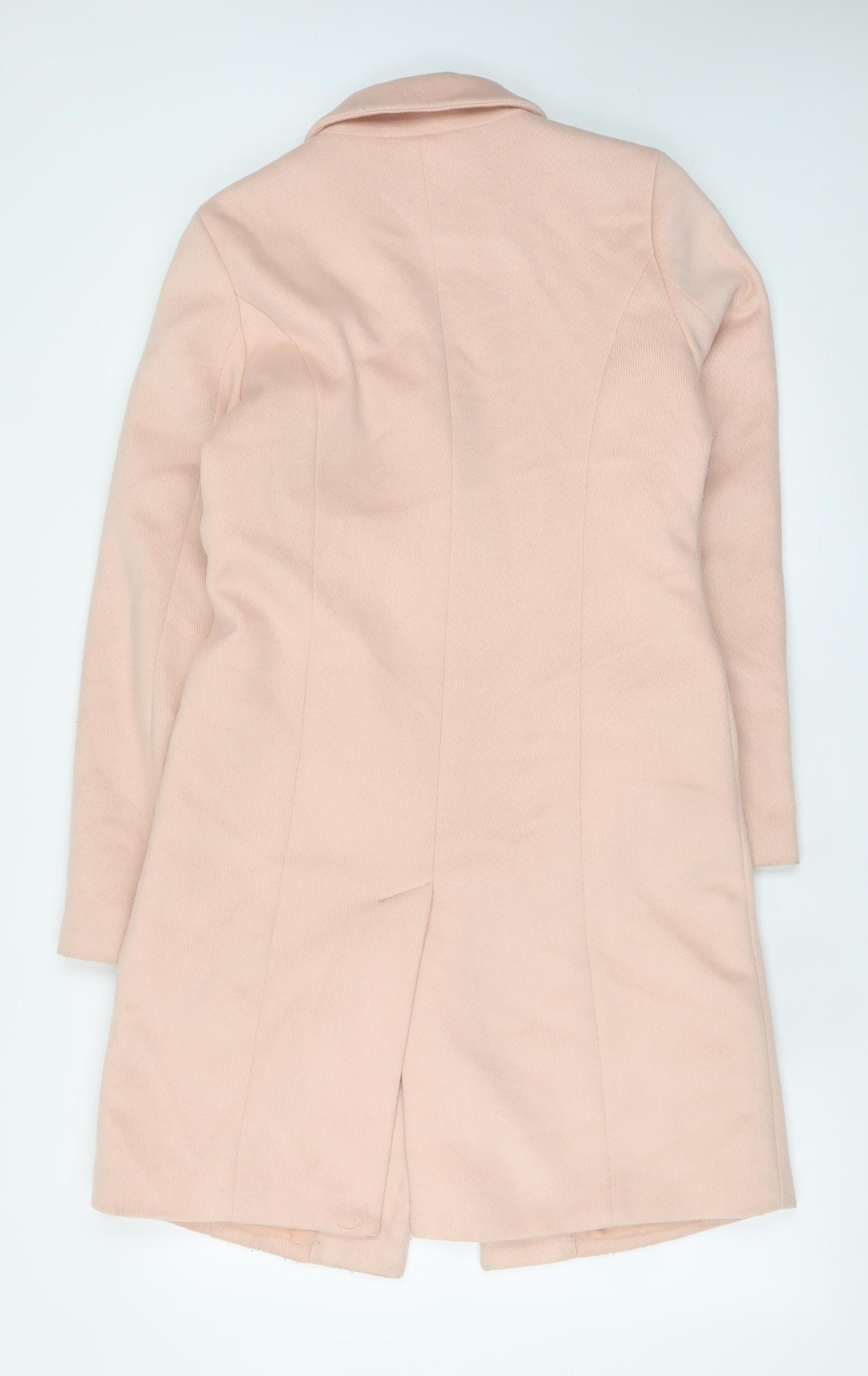 Vila Women Pink Wool Blend Long Overcoat Size S