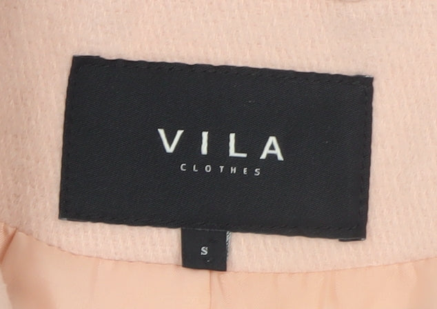 Vila Women Pink Wool Blend Long Overcoat Size S