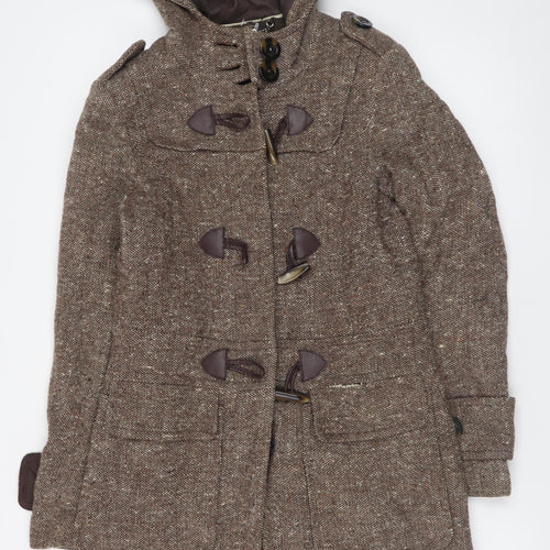 Laura Ashley Women's Brown Wool Blend Duffle Coat Size 8