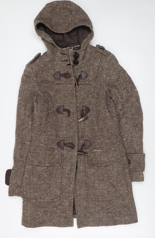 Laura Ashley Women's Brown Wool Blend Duffle Coat Size 8